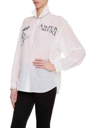Shop Maison Margiela Silk Shirt In White