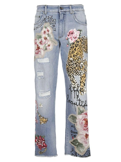 Shop Dolce & Gabbana Tiger Patch Jeans