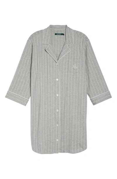 Shop Lauren Ralph Lauren Knit Jersey Sleep Shirt In Greystone