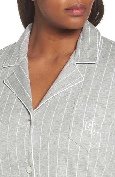 Shop Lauren Ralph Lauren Knit Jersey Sleep Shirt In Greystone