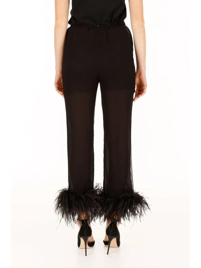 Prada Chiffon Trousers With Feathers In Black | ModeSens