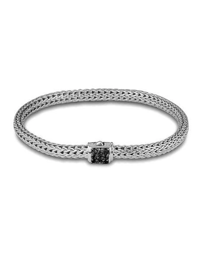 Shop John Hardy Classic Chain Extra Small Pave-clasp Bracelet In Black Sapphire