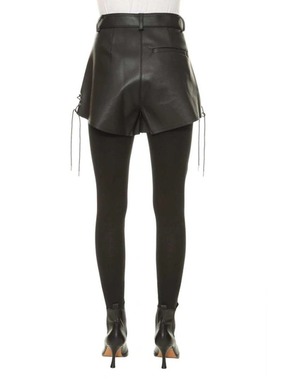 Shop Self-portrait Faux Leather Shorts In Black