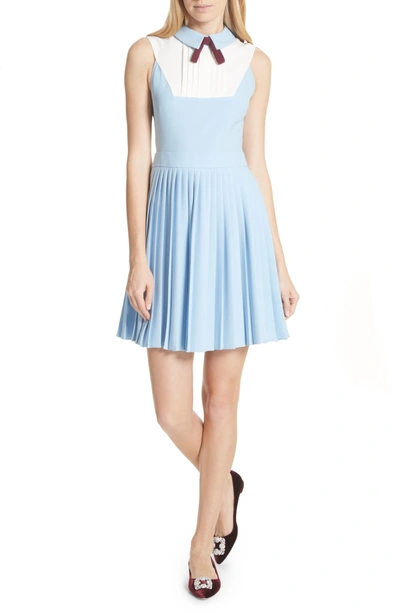 Ted Baker Pleated Fit & Flare Dress In Baby Blue | ModeSens