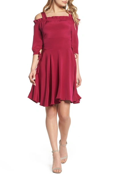 Shop Sam Edelman Cold Shoulder A-line Dress In Raspberry