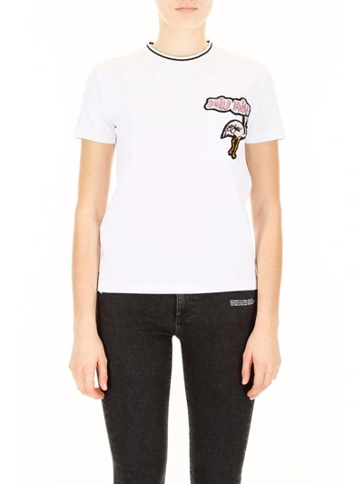 Shop Miu Miu Jersey T-shirt With Patches In Biancobianco