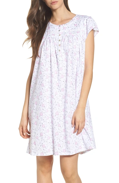 Shop Eileen West Cotton Jersey Nightgown In White Floral Scroll