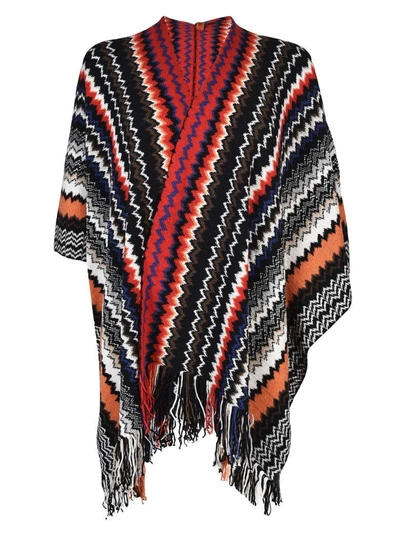 Shop Missoni Fringed Detail Cape In Multicolor