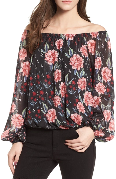 Shop Devlin Felicia Off The Shoulder Blouse In Rose Garden