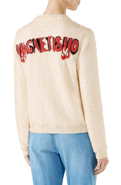 Shop Gucci Snow White Sequin & Wool Sweater In Milk/ Multicolor