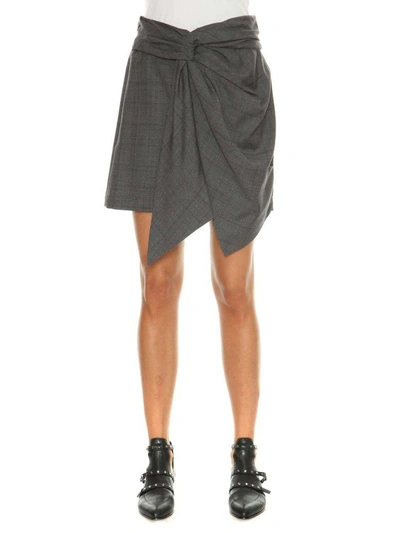 Shop Isabel Marant Étoile Nima Short Skirt With Drapery In Grey