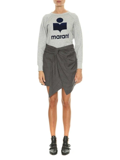 Shop Isabel Marant Étoile Nima Short Skirt With Drapery In Grey