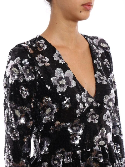 Shop Michael Kors Bead And Sequin Embellished Dress In Black/silver