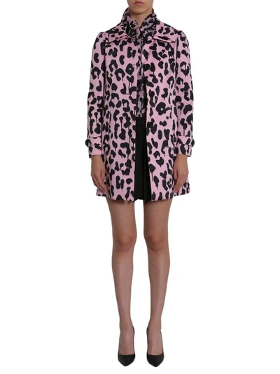 Shop Boutique Moschino Leopard Printed Coat In Rosa