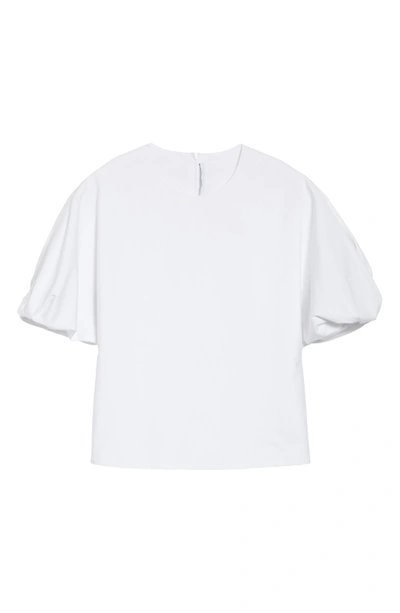 Shop Rosetta Getty Twist Puff Sleeve Poplin Blouse In White