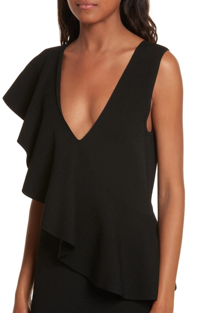 Shop Diane Von Furstenberg Asymmetrical Ruffle Dress In Black