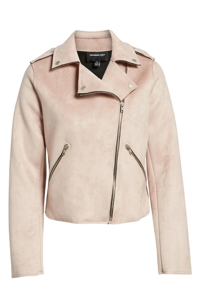 Shop Members Only Faux Suede Biker Jacket In Light Pink