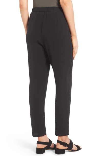 Shop Eileen Fisher Slouchy Silk Crepe Ankle Pants In Black