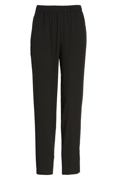 Shop Eileen Fisher Slouchy Silk Crepe Ankle Pants In Black