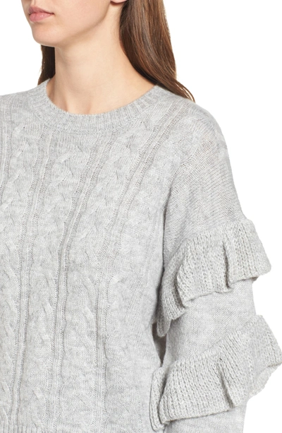 Shop Wayf Sophie Ruffle Sleeve Sweater In Heather Grey