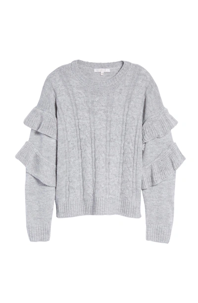 Shop Wayf Sophie Ruffle Sleeve Sweater In Heather Grey