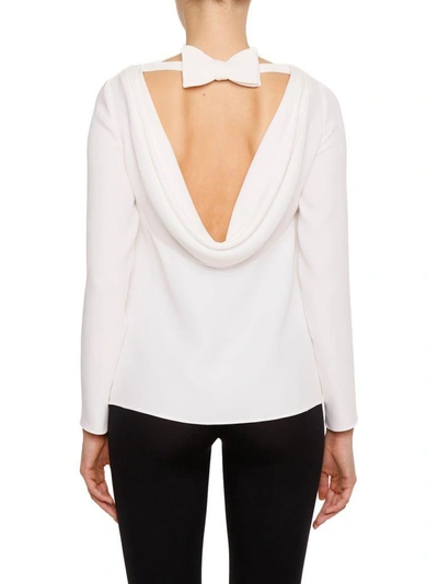 Shop Valentino Silk Blouse With Bow In Avoriobianco
