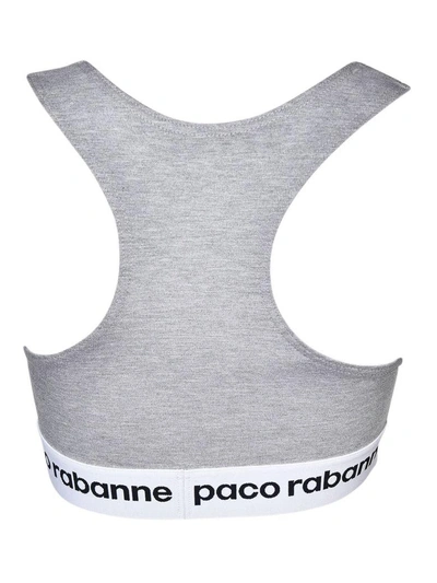 Shop Paco Rabanne Logo Bra In Grey