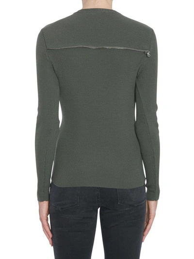 Shop Moschino Round Collar Sweater In Militare