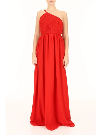 Shop Lanvin Long Silk Dress In Dress (red)
