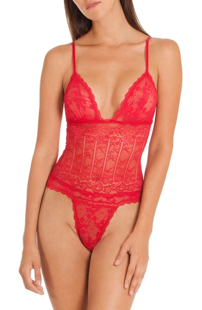 Shop In Bloom By Jonquil Livia Lace Thong Teddy In Red