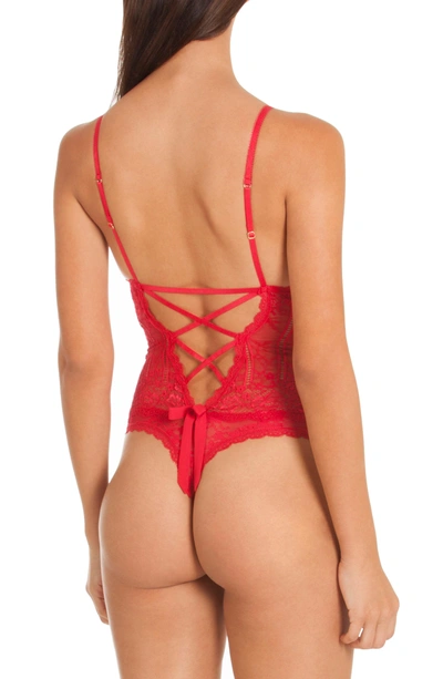 Shop In Bloom By Jonquil Livia Lace Thong Teddy In Red