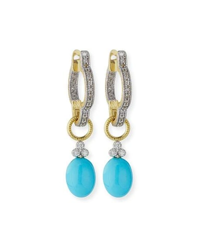 Shop Jude Frances Provence Turquoise Cabochon Briolette Earring Charms With Diamonds In Gold