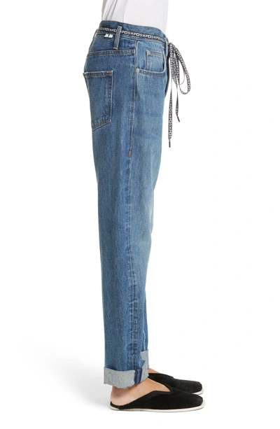 Shop Proenza Schouler Pswl Cuffed Straight Leg Jeans In Medium Blue