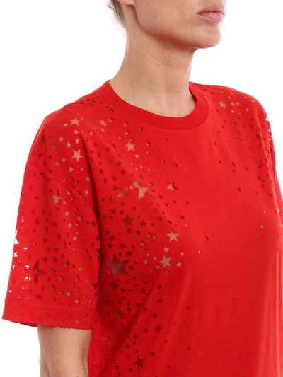 Shop Stella Mccartney Star Cut-out T-shirt In Lipstick
