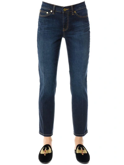 Shop Tory Burch Cropped Jeans Sadie In Resin Dark Brush