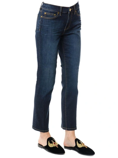 Shop Tory Burch Cropped Jeans Sadie In Resin Dark Brush