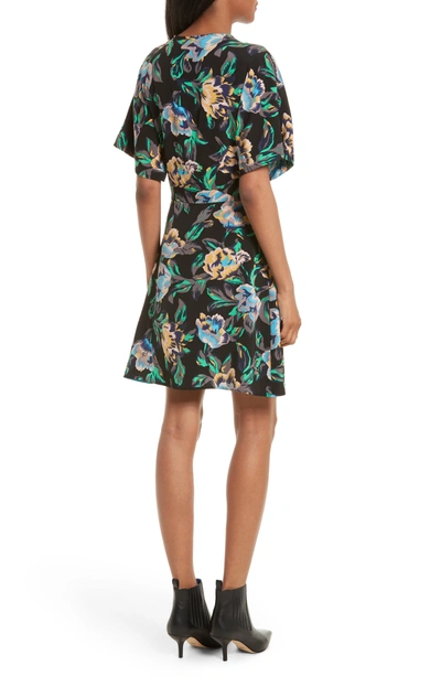 Shop Diane Von Furstenberg Floral Faux Wrap Dress In Benton Black