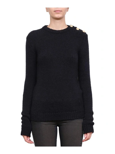 Shop Balmain Wool And Mohair Buttoned Sweater In Nero