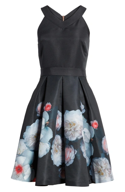 Shop Ted Baker Jelina Chelsea Floral Fit & Flare Dress In Black