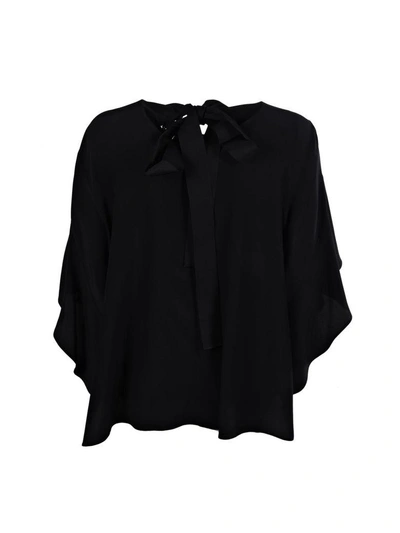 Shop Fendi Pearl-embellished Blouse In Black