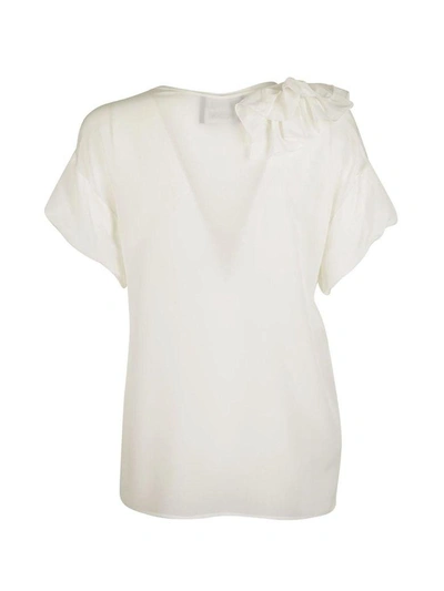 Shop Boutique Moschino Ruffled Neck T-shirt In White