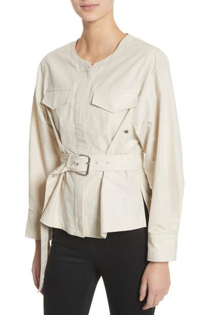Shop Isabel Marant Hacene Cotton & Linen Crop Jacket In Beige