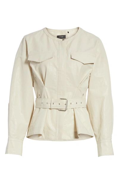 Shop Isabel Marant Hacene Cotton & Linen Crop Jacket In Beige