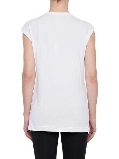 Shop Dolce & Gabbana Sleeveless T-shirt With Patch In Bianco Otticobianco