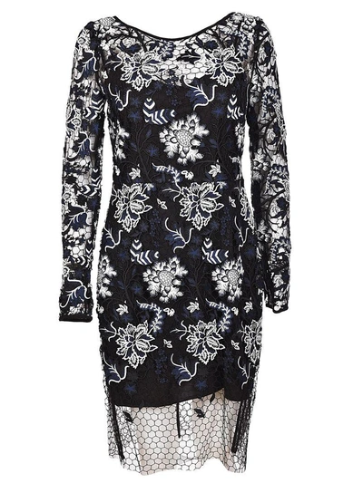 Shop Diane Von Furstenberg Floral Overlay Dress In Black Multi