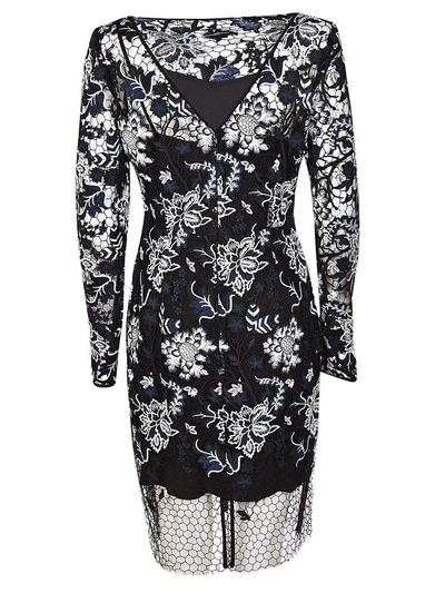 Shop Diane Von Furstenberg Floral Overlay Dress In Black Multi