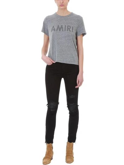 Shop Amiri Logo T-shirt In Grey