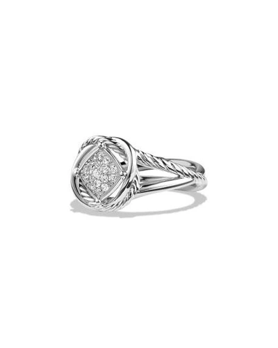 Shop David Yurman Infinity Ring With Diamonds In Silver, 13mm
