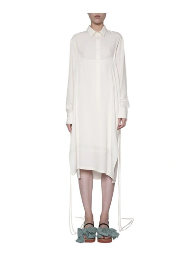 Shop Marni Crepe Shirt Dress In Bianco