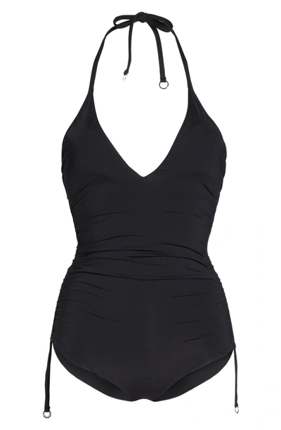 Shop Seafolly Ruched Side One-piece Swimsuit In Black